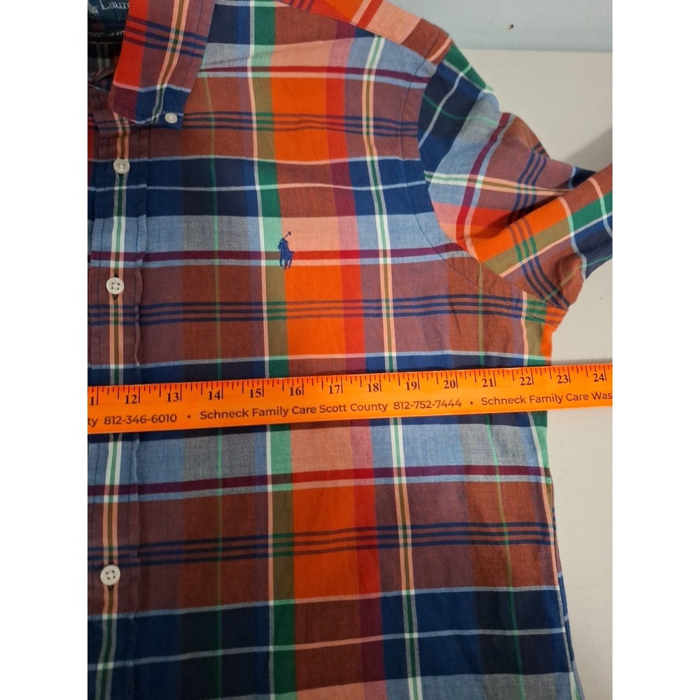 Vintage Ralph Lauren Shirt‎ Mens Large Orange  Plaid Button Up Long Sleeve - Picture 7 of 10